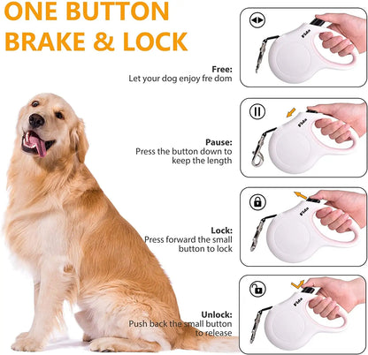 Retractable Dog Leash (with Dispenser and Poop Bags)